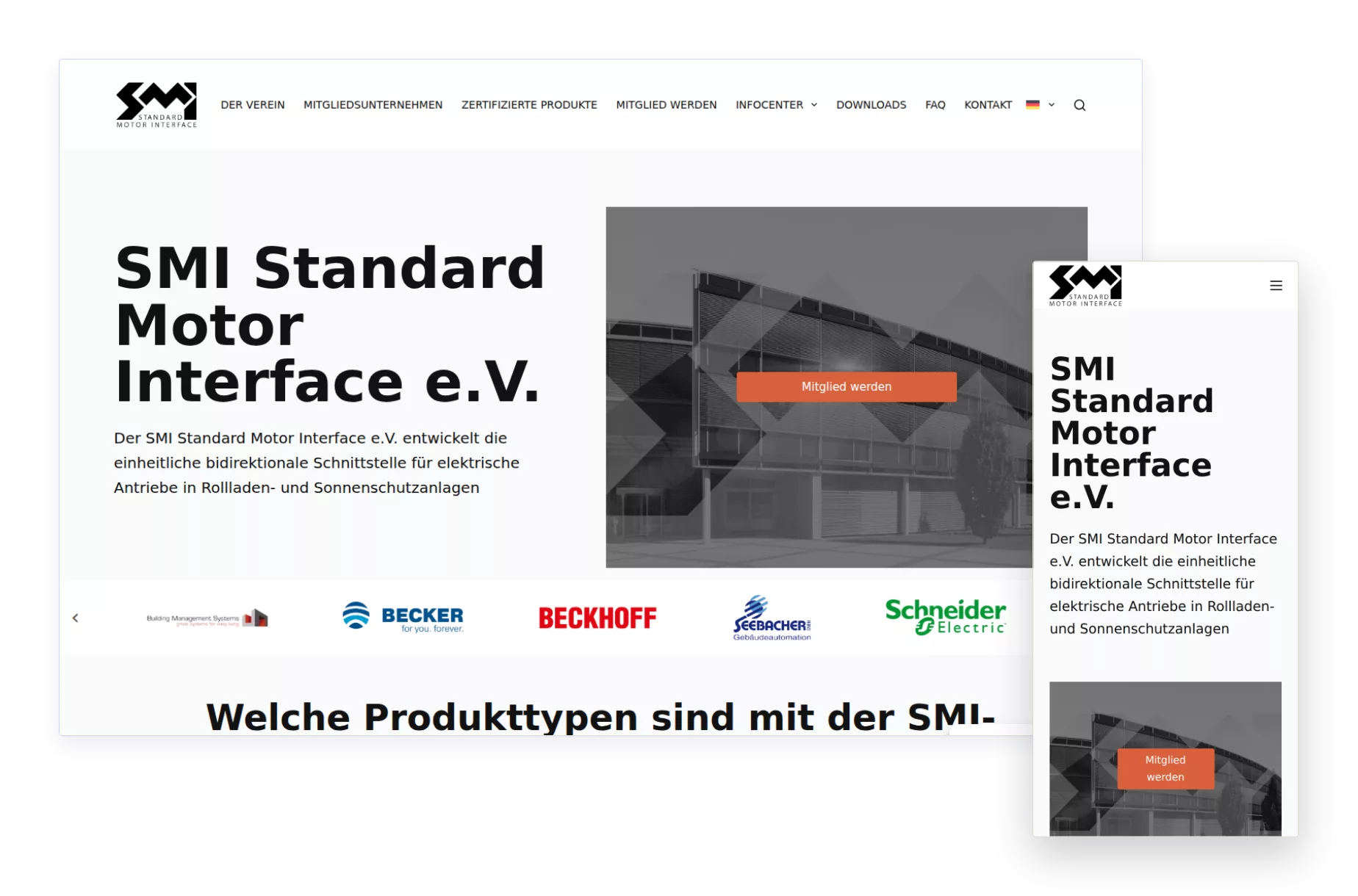 Startseite von standard-motor-interface.com in Desktop- und Handyansicht