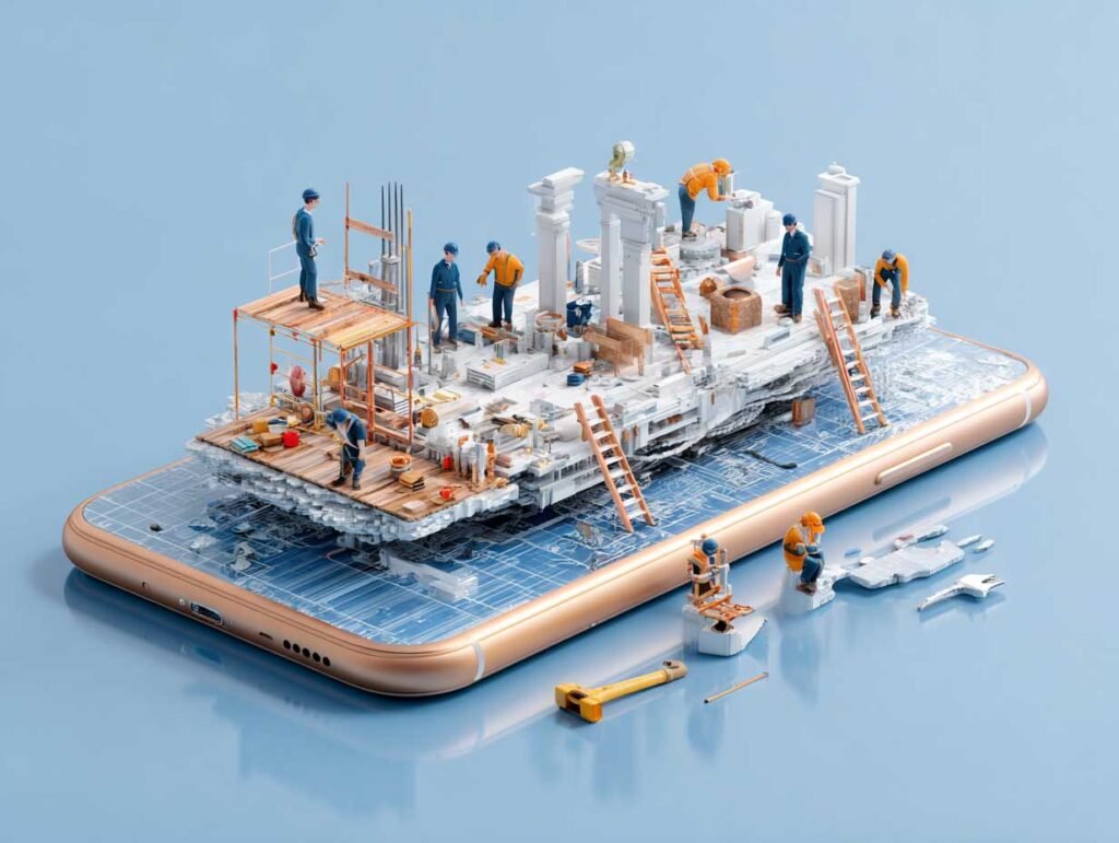 Schematische Darstellung des App Testings, durchgeführt von der Agentur Vertical Meters die nach ISTQB zertifiziert ist.